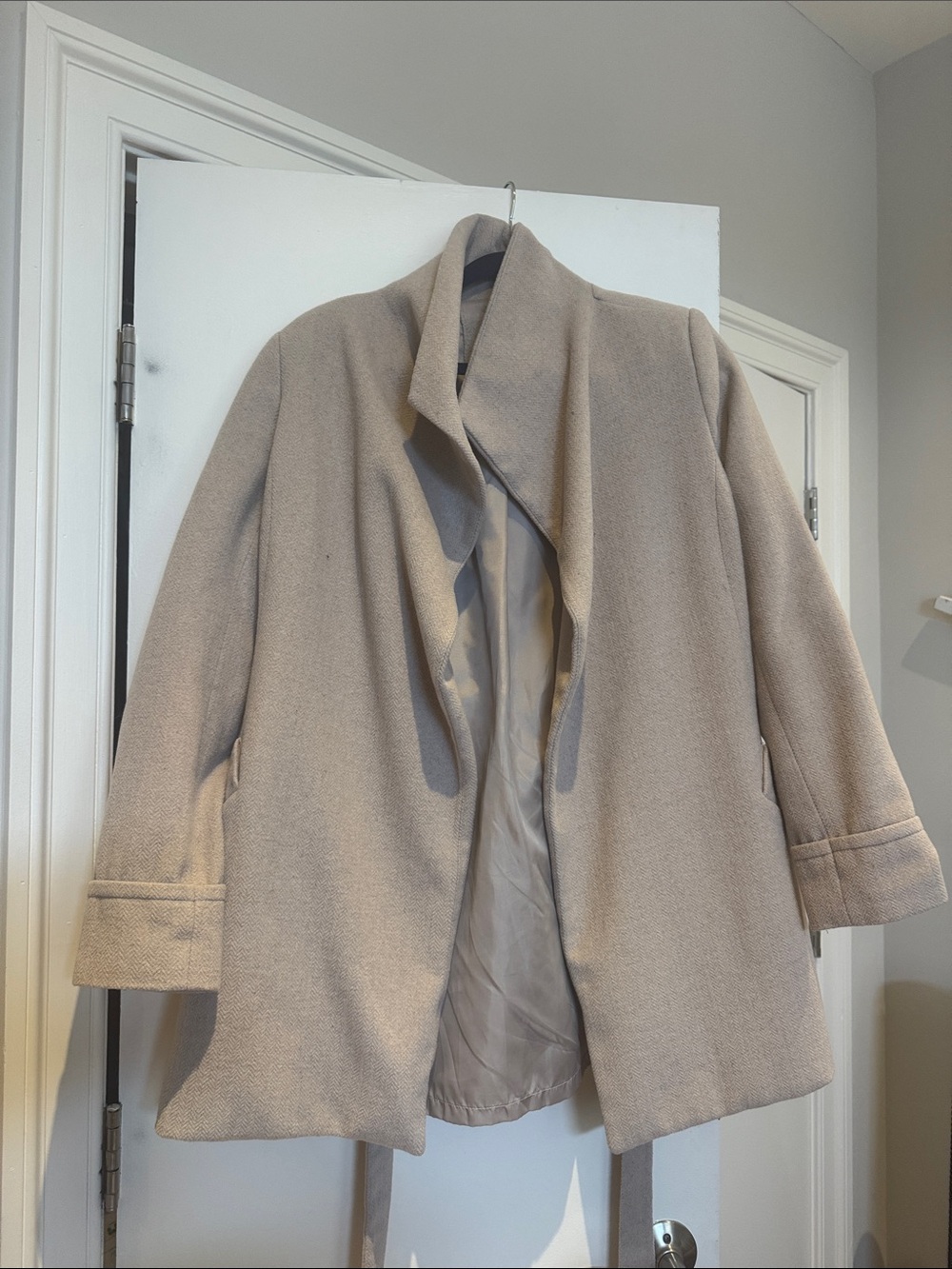 The Limited Beige Wool-Blend Pea Coat